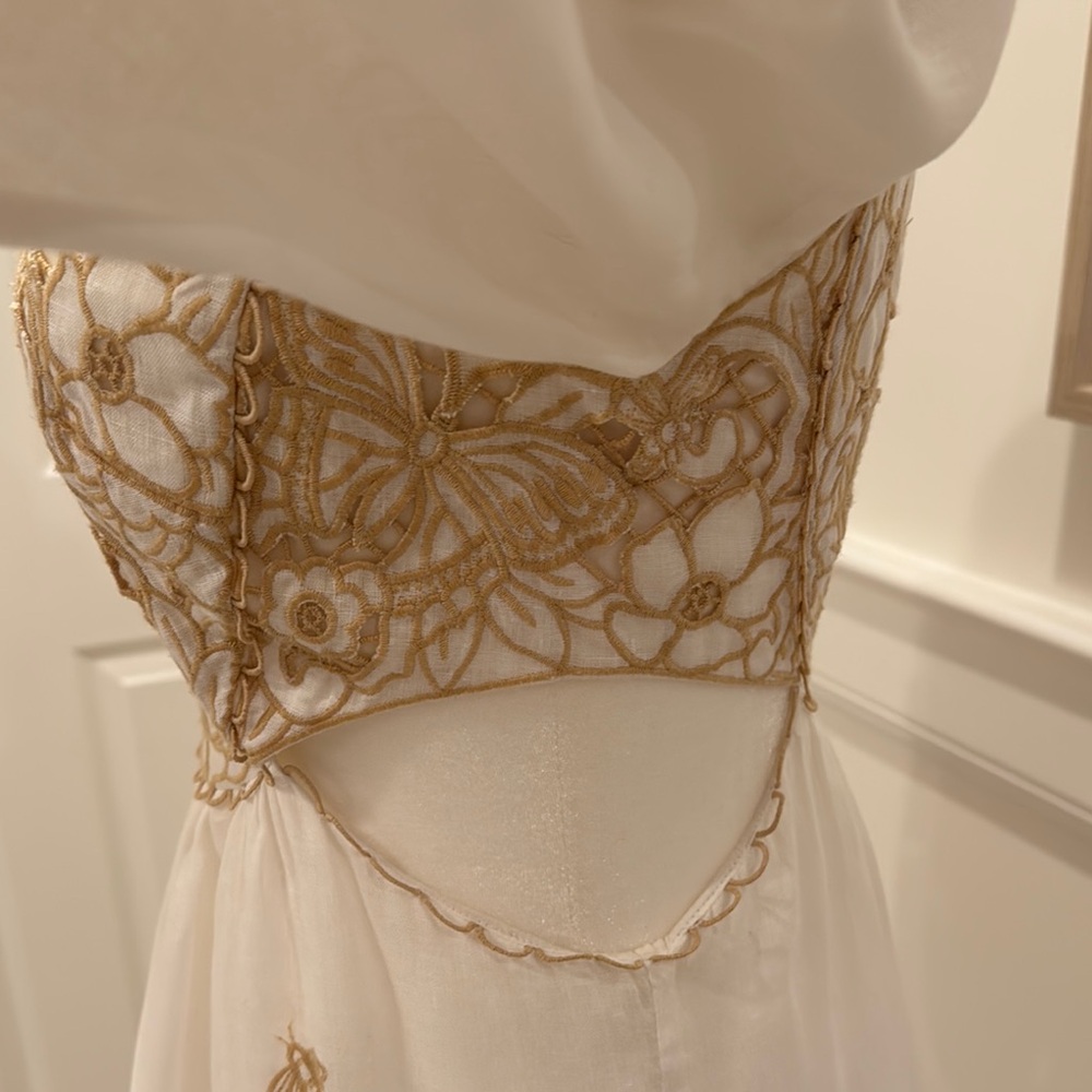 Zimmerman Jeannie Embroidered Linen mini dress in White and Gold - Picture 11 of 12